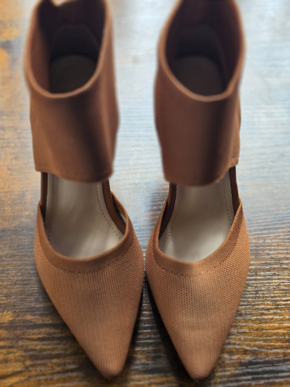 Cuccoo Knit Pointed Toe Cut-Out Bootie Heels - Picture 6 of 8